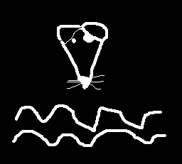 Water Rats symbol of a rat over 2 wiggly lines, this time it has an eyepatch. White on black in MS paint